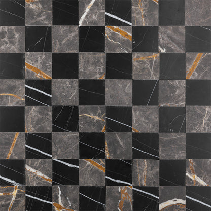 Checker 2x2 Mosaic | Sahara Noir & Bronze Fantasy Marble