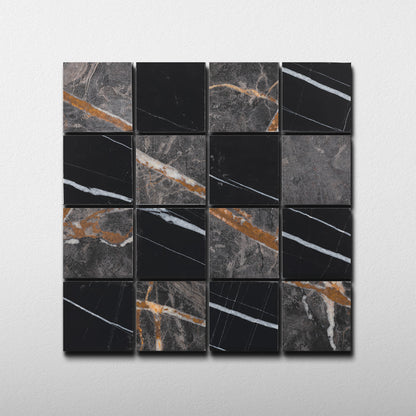 Checker 2x2 Mosaic | Sahara Noir & Bronze Fantasy Marble