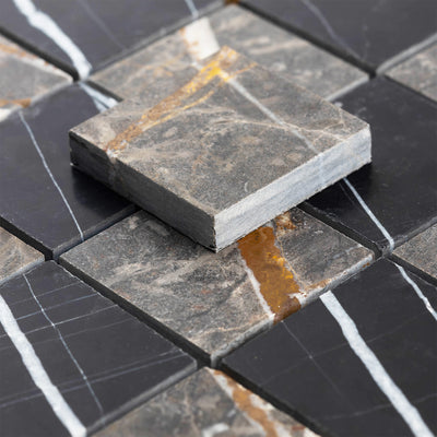 Checker 2x2 Mosaic | Sahara Noir & Bronze Fantasy Marble