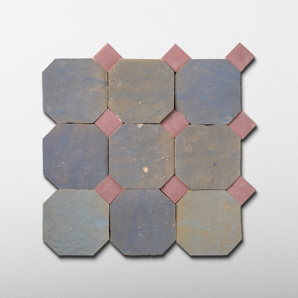 812 Grey X 819 Pink | Octagon & Dot Zellige Mosaic