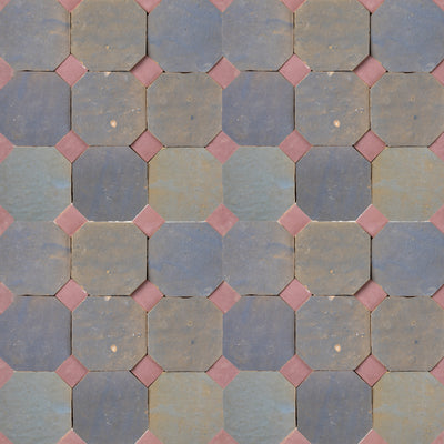 812 Grey X 819 Pink | Octagon & Dot Zellige Mosaic