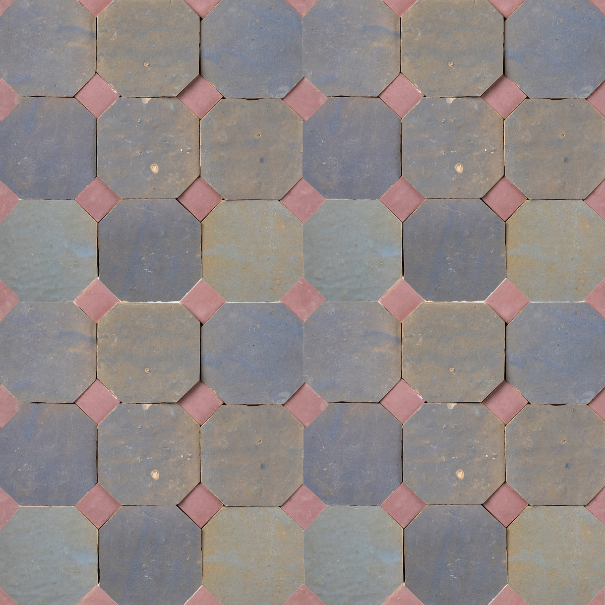 812 Grey X 819 Pink | Octagon & Dot Zellige Mosaic