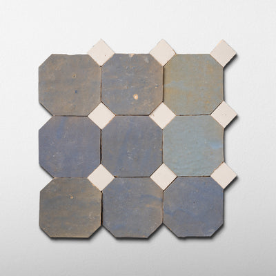 812 Grey X 802 Beige | Octagon & Dot Zellige Mosaic