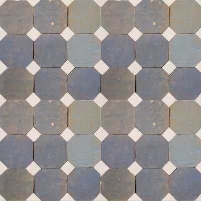812 Grey X 802 Beige | Octagon & Dot Zellige Mosaic