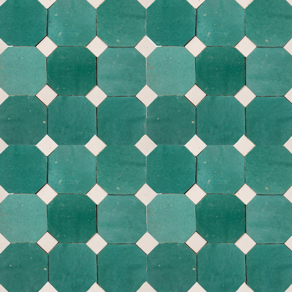 807 Green X 802 Beige | Octagon & Dot Zellige Mosaic