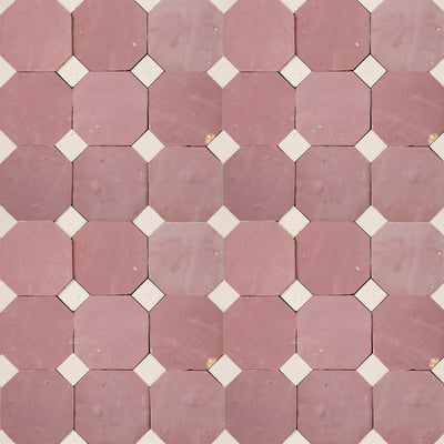 819 Pink X 802 Beige | Octagon & Dot Zellige Mosaic