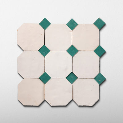 802 Beige X 807 Green | Octagon & Dot Zellige Mosaic