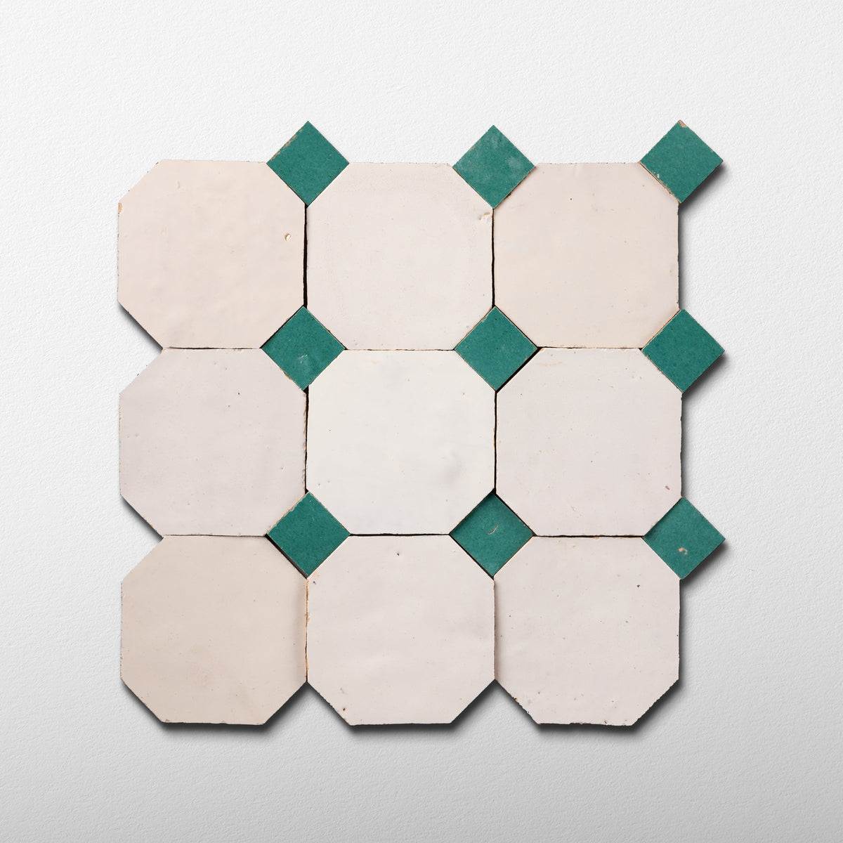 802 Beige X 807 Green | Octagon & Dot Zellige Mosaic