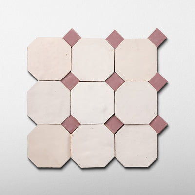802 Beige X 819 Pink | Octagon & Dot Zellige Mosaic