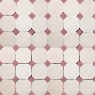 802 Beige X 819 Pink | Octagon & Dot Zellige Mosaic
