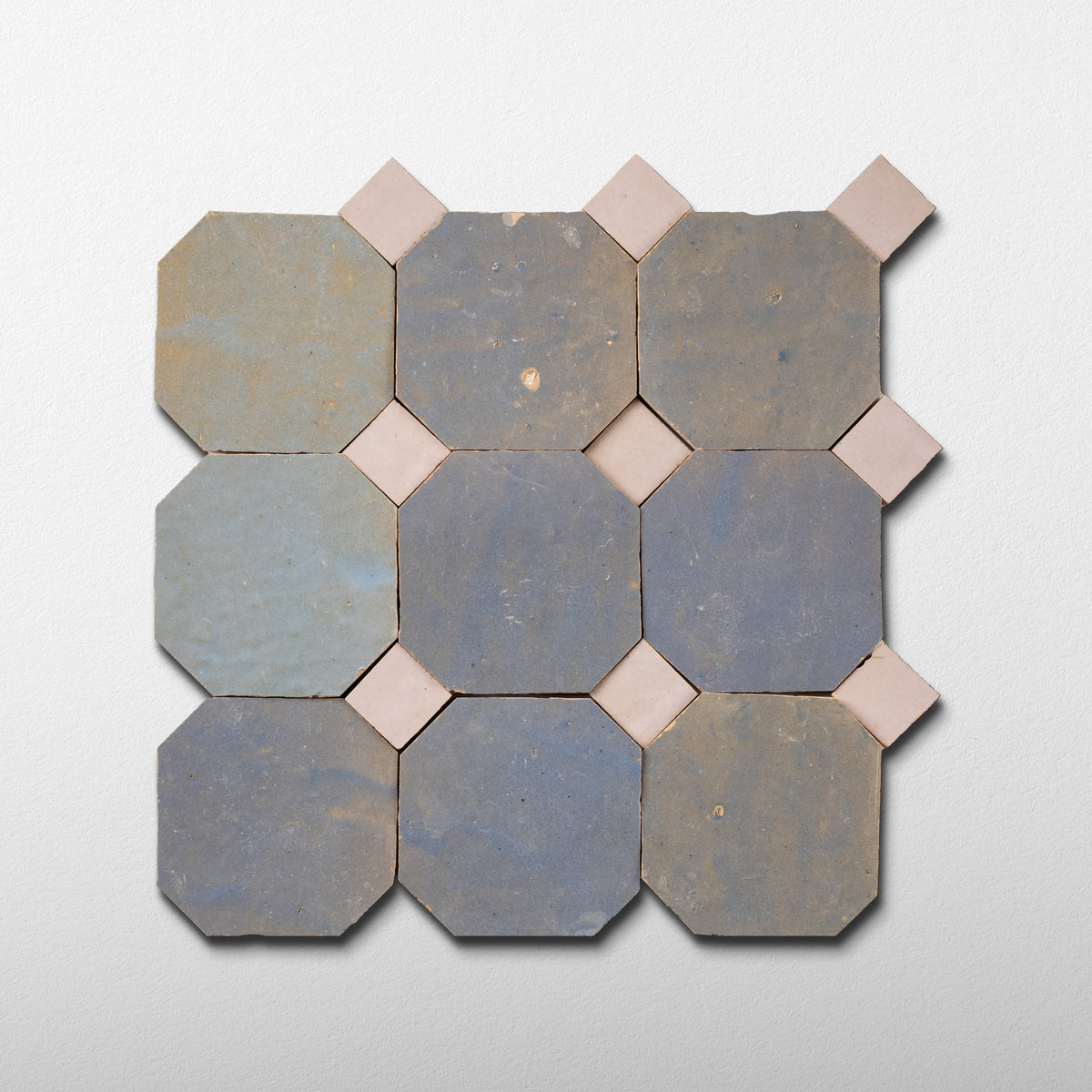 812 Grey X 835 Pink | Octagon & Dot Zellige Mosaic
