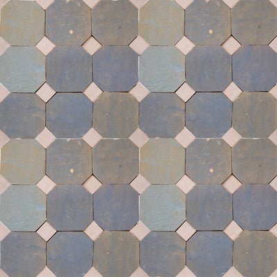 812 Grey X 835 Pink | Octagon & Dot Zellige Mosaic