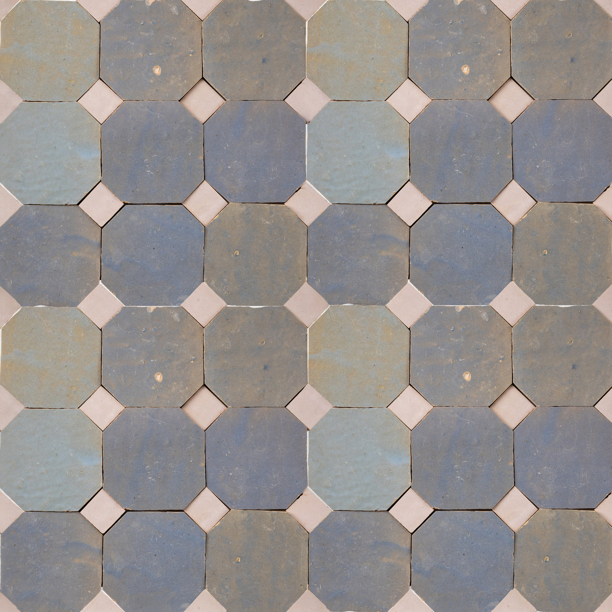 812 Grey X 835 Pink | Octagon & Dot Zellige Mosaic
