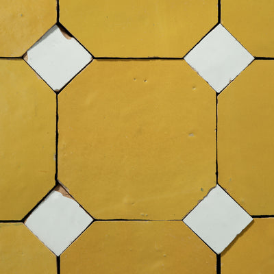 806 Yellow X 825 White | Octagon & Dot Zellige Mosaic