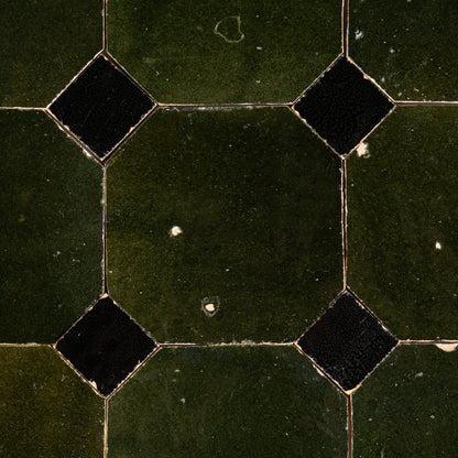 816 Green X 839 Black | Octagon & Dot Zellige Mosaic
