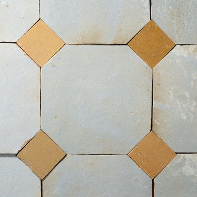 812 White X 823 Yellow | Octagon & Dot Zellige Mosaic