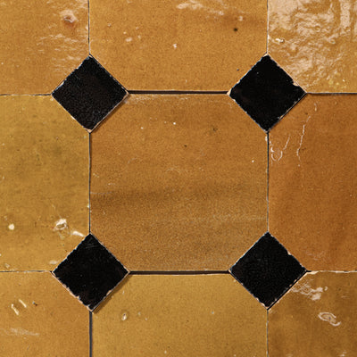 814 Yellow X 839 Black | Octagon & Dot Zellige Mosaic