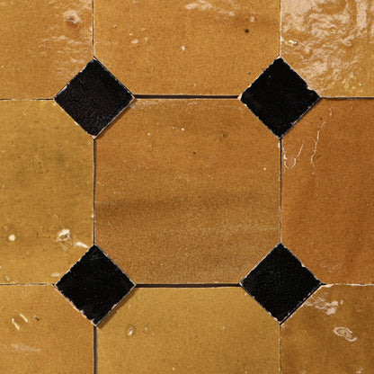 814 Yellow X 839 Black | Octagon & Dot Zellige Mosaic
