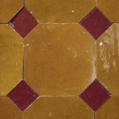 814 Yellow X 803 Red | Octagon & Dot Zellige Mosaic