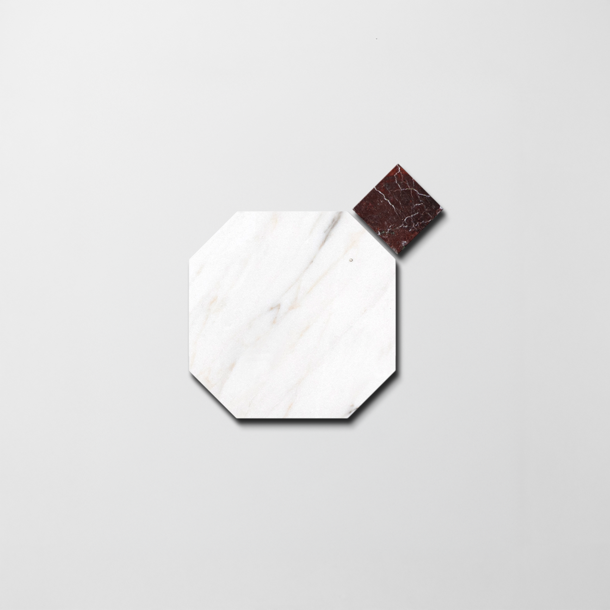 Arabescato Corchia X Rosso Levanto | Octagon & Dot Natural Stone Mosaic