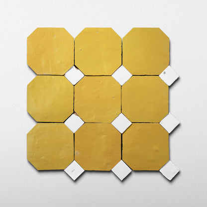 806 Yellow X 825 White | Octagon & Dot Zellige Mosaic