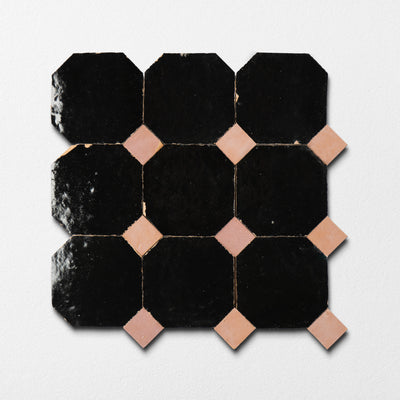 839 Black X 819 Pink | Octagon & Dot Zellige Mosaic