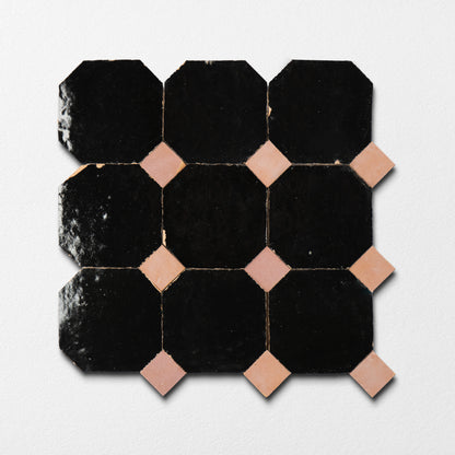 839 Black X 819 Pink | Octagon & Dot Zellige Mosaic