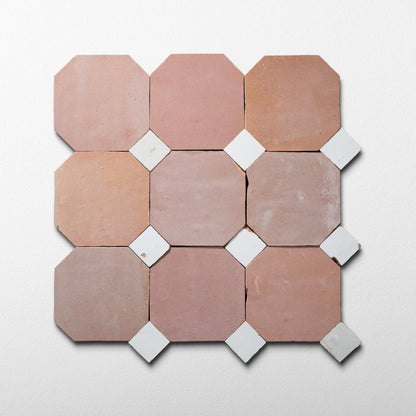819 Pink X 825 White | Octagon & Dot Zellige Mosaic