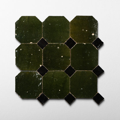 816 Green X 839 Black | Octagon & Dot Zellige Mosaic