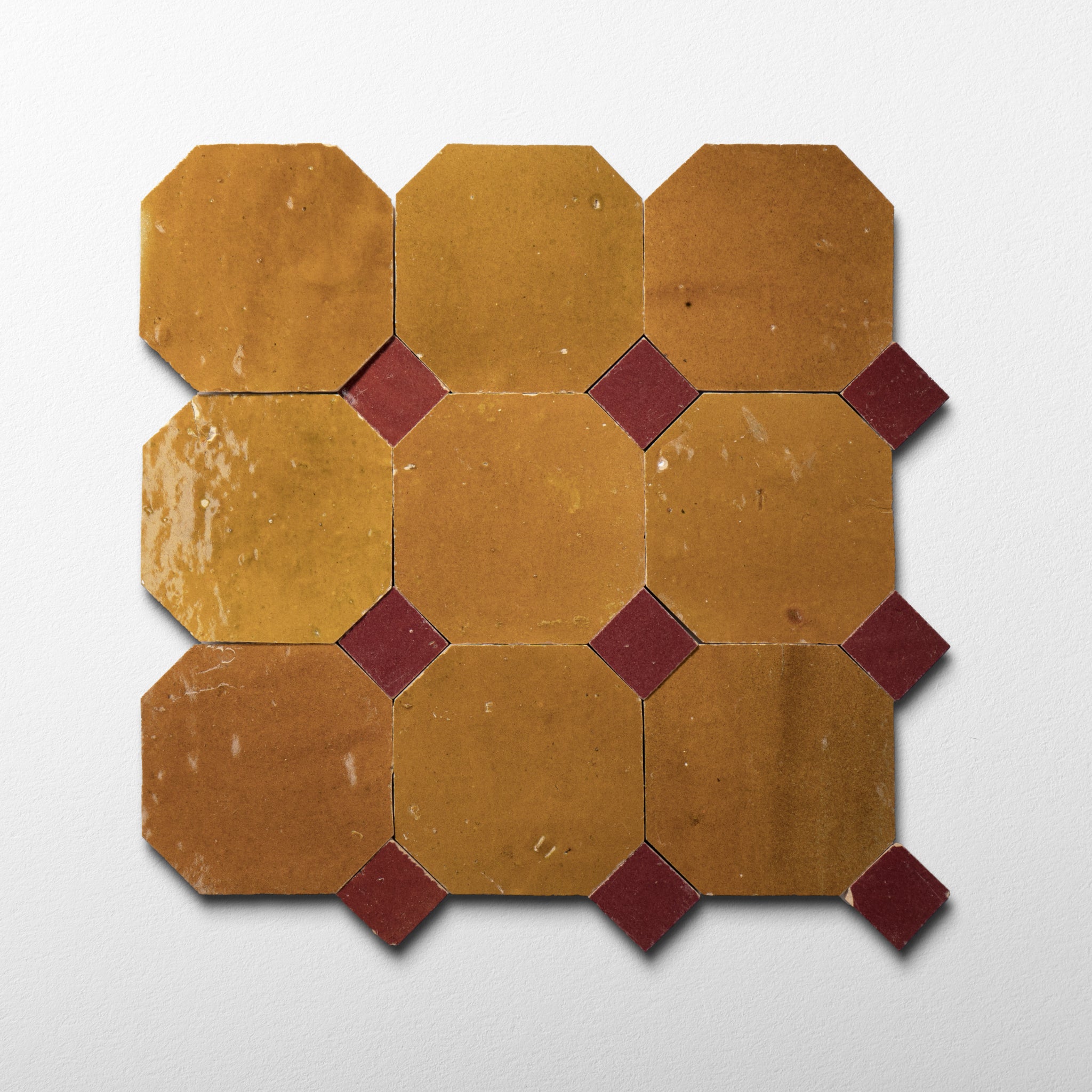 814 Yellow X 803 Red | Octagon & Dot Zellige Mosaic