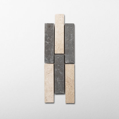 Victoire Mosaic I | Beige & Black Limestone