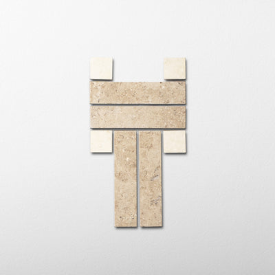 Cléa Mosaic I | White & Beige Limestone