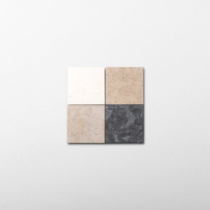 Plaid 2x2 Mosaic I | White & Beige & Black Limestone