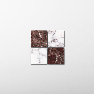 Checker 2x2 Mosaic | Rosso Levanto & Breccia Viola Marble
