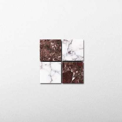 Checker 2x2 Mosaic | Rosso Levanto & Breccia Viola Marble