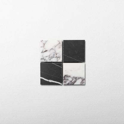 Checker 2x2 Mosaic | Sahara Noir & Breccia Viola Marble