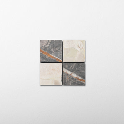 Checker 2x2 Mosaic | Botticelli Breccia Rose & Bronze Fantasy Marble