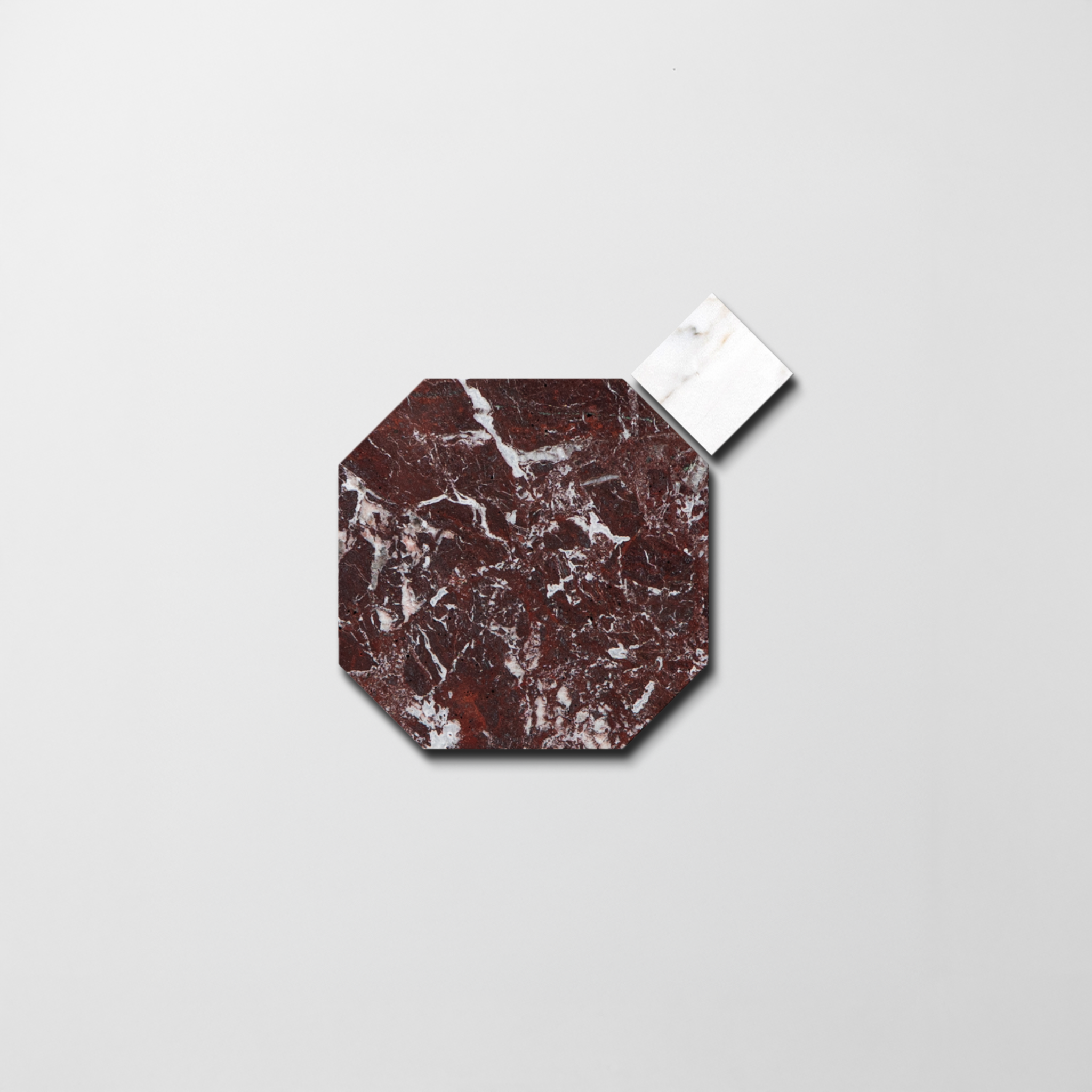 Rosso Levanto X Arabescato Corchia | Octagon & Dot Natural Stone Mosaic