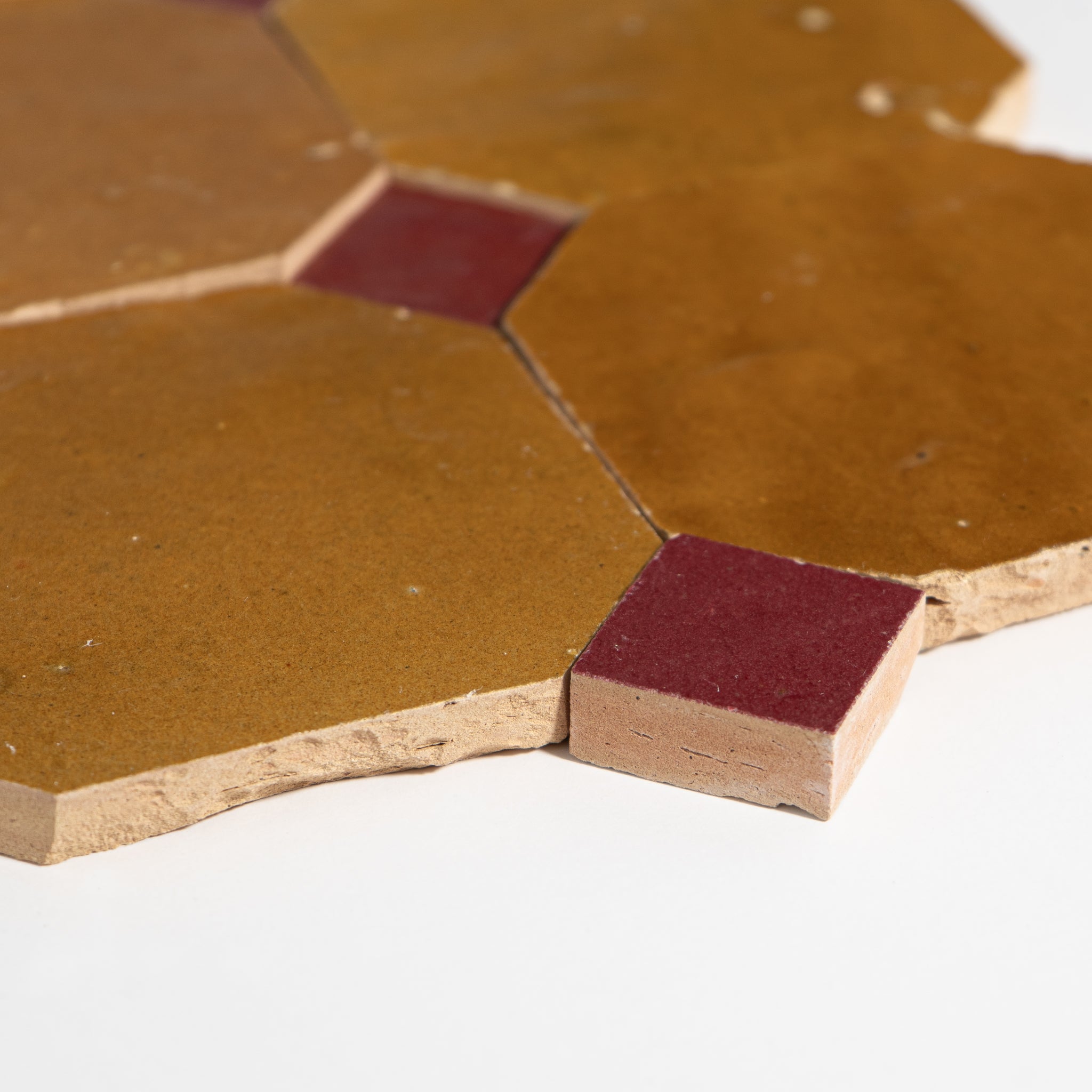 814 Yellow X 803 Red | Octagon & Dot Zellige Mosaic